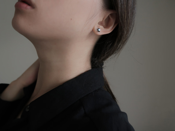 925純銀 赫基蒙水晶 黑閃靈鑽 鎖珠 轉珠 耳環 耳夾 免費送禮包裝 第10張的照片