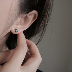 925純銀 赫基蒙水晶 黑閃靈鑽 鎖珠 轉珠 耳環 耳夾 免費送禮包裝 第9張的照片