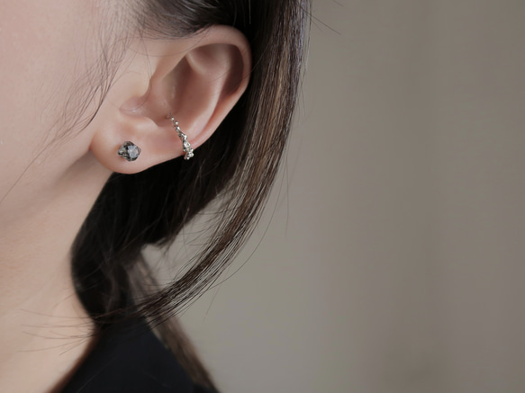 925純銀 赫基蒙水晶 黑閃靈鑽 鎖珠 轉珠 耳環 耳夾 免費送禮包裝 第8張的照片