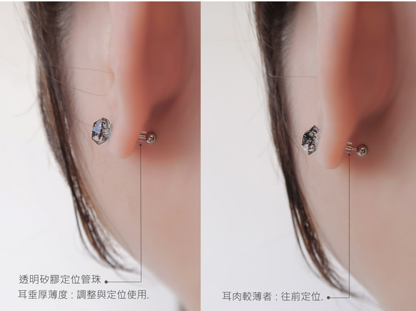 925純銀 赫基蒙水晶 黑閃靈鑽 鎖珠 轉珠 耳環 耳夾 免費送禮包裝 第13張的照片