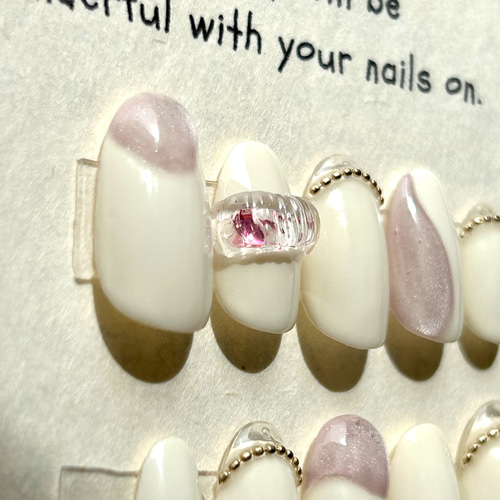 ネイルチップ サイズオーダー制 ピンクマグネット ぷっくりアート