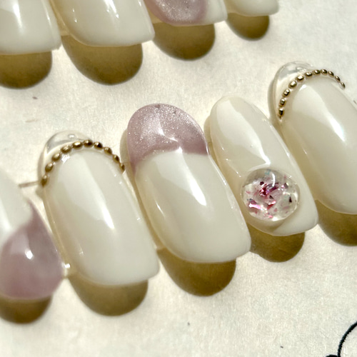 ネイルチップ サイズオーダー制 ピンクマグネット ぷっくりアート