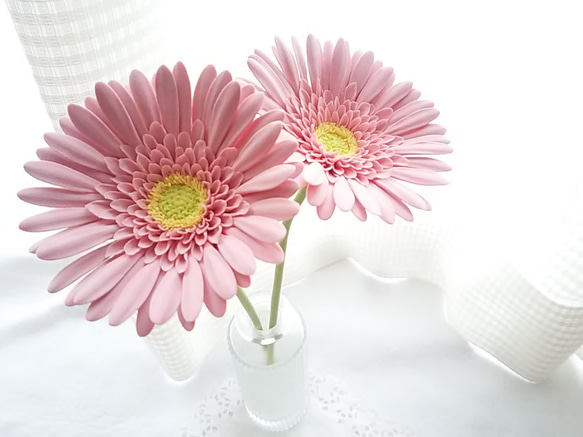 【實體限定】❁暗粉紅黏土花非洲菊2件套，室內花，斯堪的納維亞室內❁ 第2張的照片
