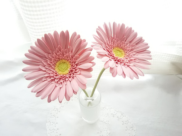 【實體限定】❁暗粉紅黏土花非洲菊2件套，室內花，斯堪的納維亞室內❁ 第7張的照片