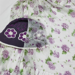 バケットハット＆ストール　紫　コットン100%　春夏　編み物　手編み 3枚目の画像