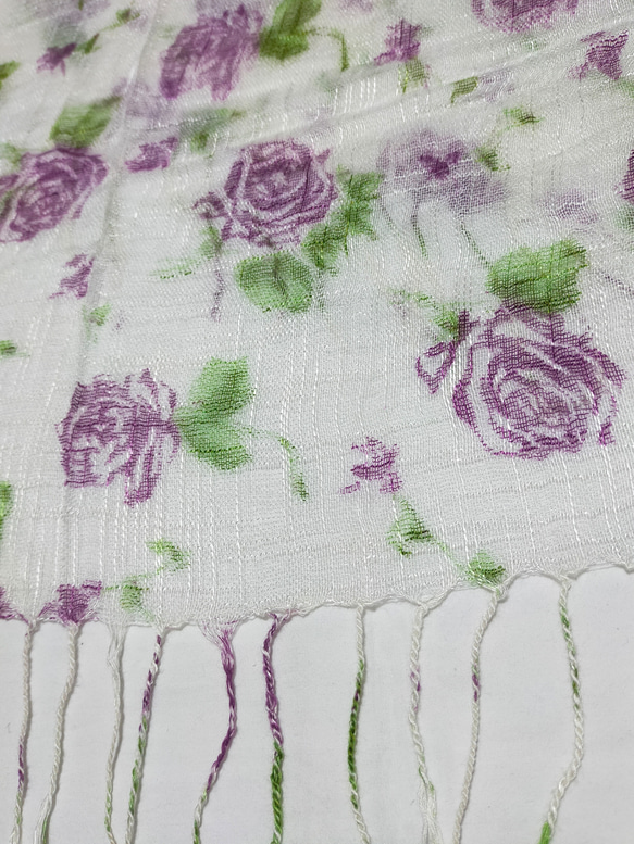 バケットハット＆ストール　紫　コットン100%　春夏　編み物　手編み 6枚目の画像