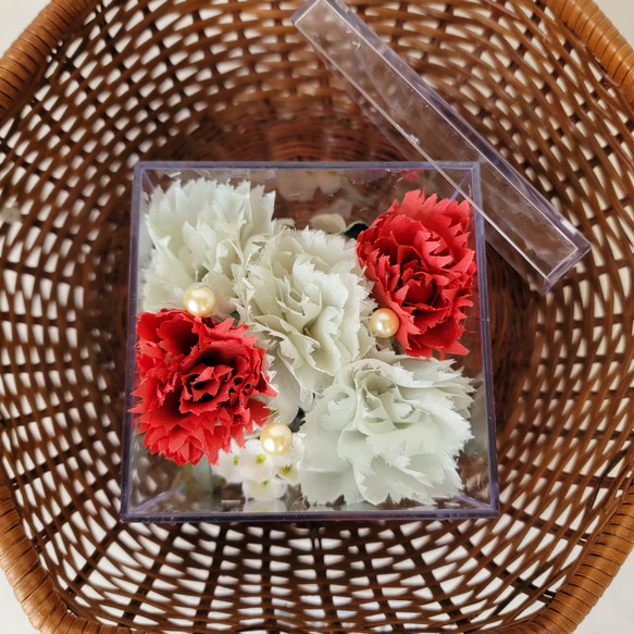 母の日のBOX  布花のカーネーション　　 5枚目の画像