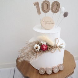 ナチュラルボタニカルなクレイケーキ☆100日　1歳誕生日ケーキ　1/2誕生日ケーキ　自宅撮影　100以外でも承ってます♪ 5枚目の画像
