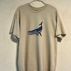 クジラ柄　メンズ半袖Tシャツ綿100％【S～XL】 2枚目の画像