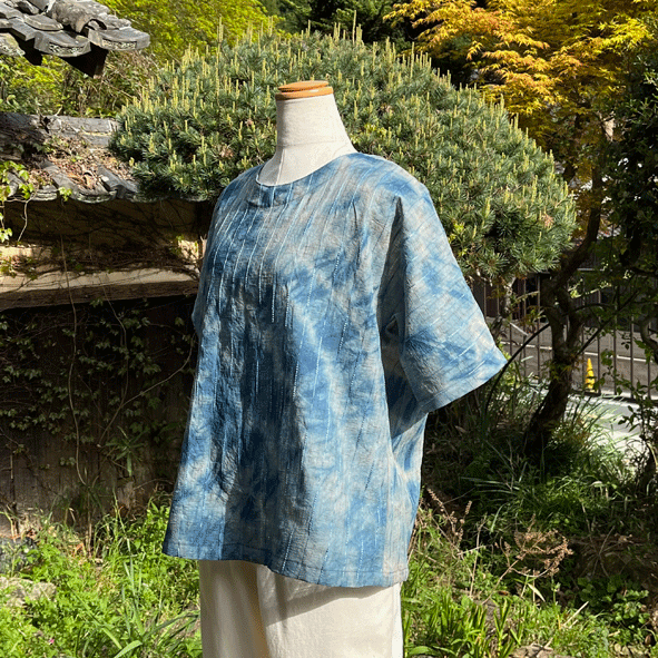 藍と柿渋染め プルオーバー24020