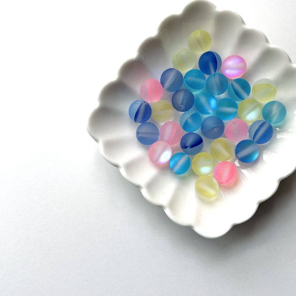 【16個】ルナフラッシュガラスビーズ＊フロスト＊4色ミックス【在庫限り】 2枚目の画像