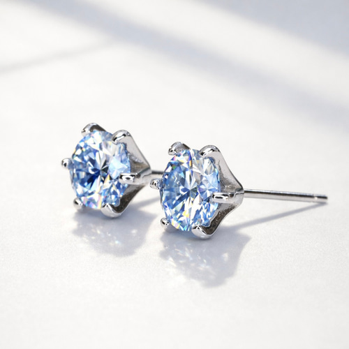 モアサナイト モアッサナイト ピアス スタッド シーブルーモアサナイト