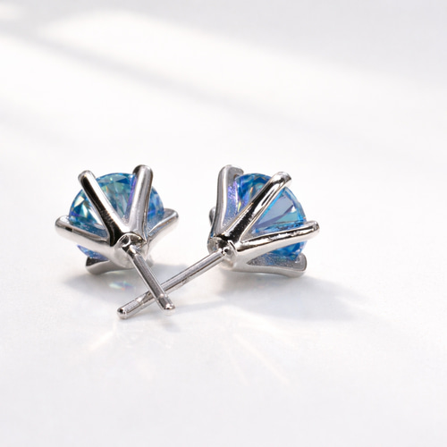 モアサナイト モアッサナイト ピアス スタッド シーブルーモアサナイト