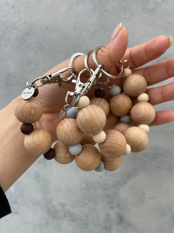 Wood beads keyring 3枚目の画像