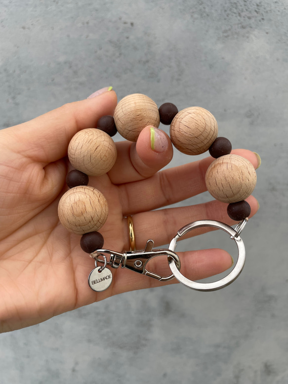 Wood beads keyring 4枚目の画像