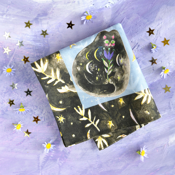 ねこちゃんチャーム風鈴×キラキラ夜空×紫