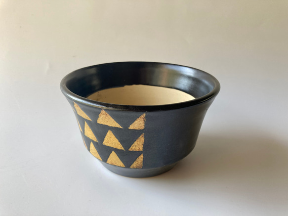 陶製植木鉢　「黒と黄」 1枚目の画像