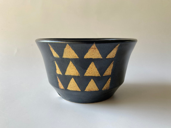 陶製植木鉢　「黒と黄」 5枚目の画像
