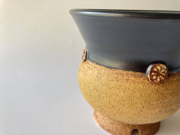 陶製植木鉢「黒と黄」part2 4枚目の画像