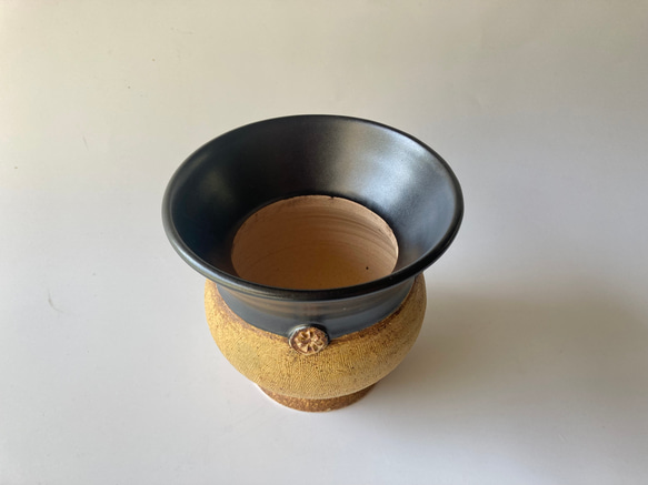 陶製植木鉢「黒と黄」part2 5枚目の画像