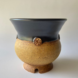 陶製植木鉢「黒と黄」part2 3枚目の画像
