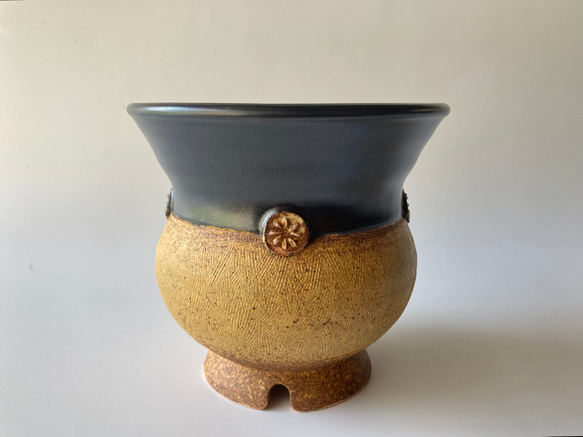 陶製植木鉢「黒と黄」part2 3枚目の画像