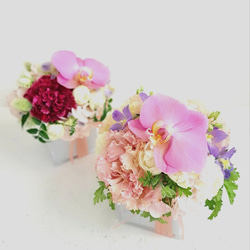 【  季節のお花のアレンジメント～まるいスタイル～ 】 母の日  受注制作  生花  プレゼント ギフト 4枚目の画像