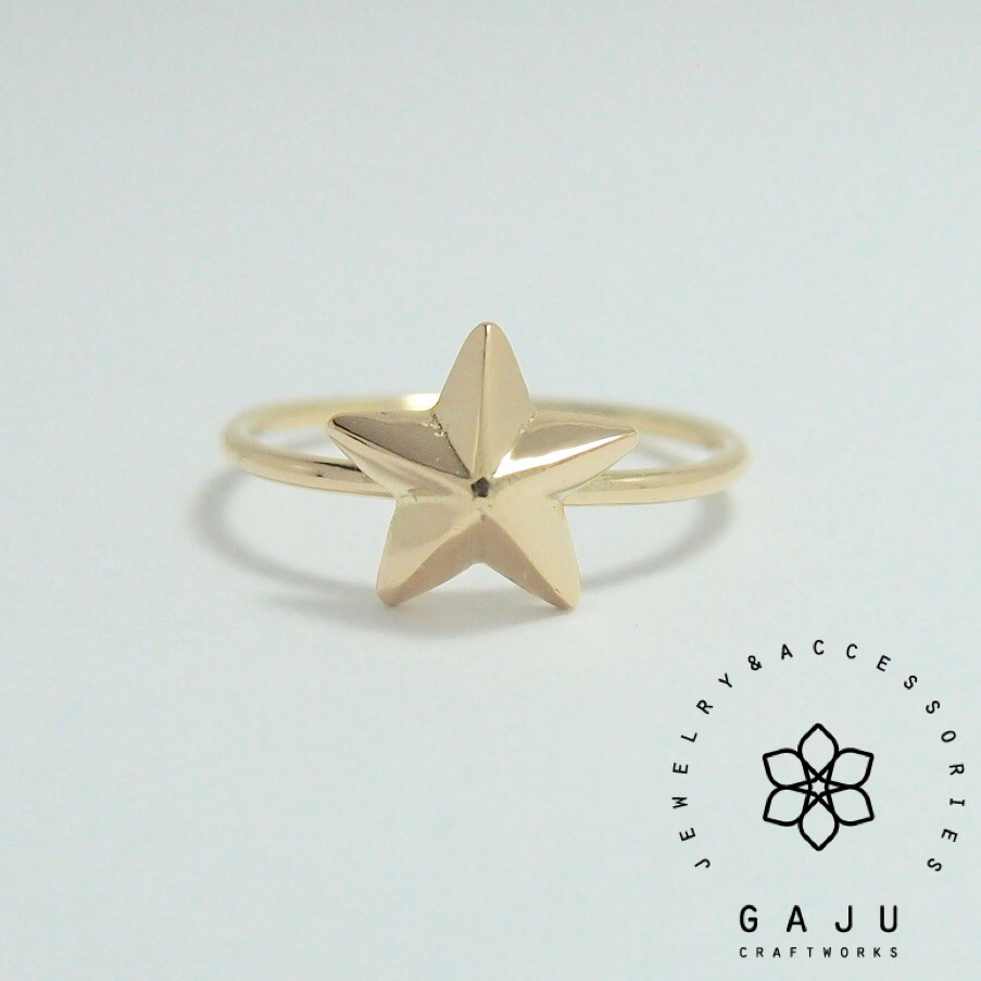 gold wire ring K18 / 3D star