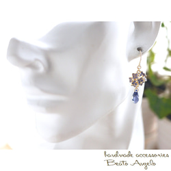 ◆◆K14GF スワロフスキードロップと紫陽花のピアス(p-136)タンザナイト 9枚目の画像