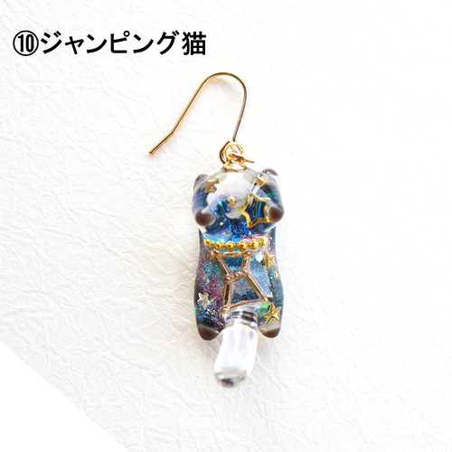宇宙の立体猫のピアス/イヤリング レジンアクセサリ― ピアス
