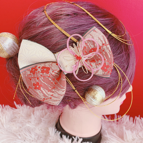 水引髪飾り☆祭り☆成人式☆リボン⭐畳縁⭐お祭り髪飾り⭐卒業式⭐成人