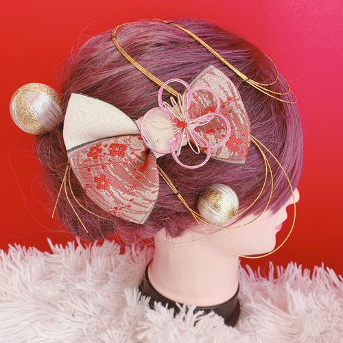 水引髪飾り☆祭り☆成人式☆リボン⭐畳縁⭐お祭り髪飾り⭐卒業式⭐成人  