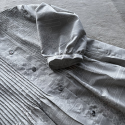 大島紬のピンタックワンピース　シャツワンピース　七分袖　着物リメイク 7枚目の画像