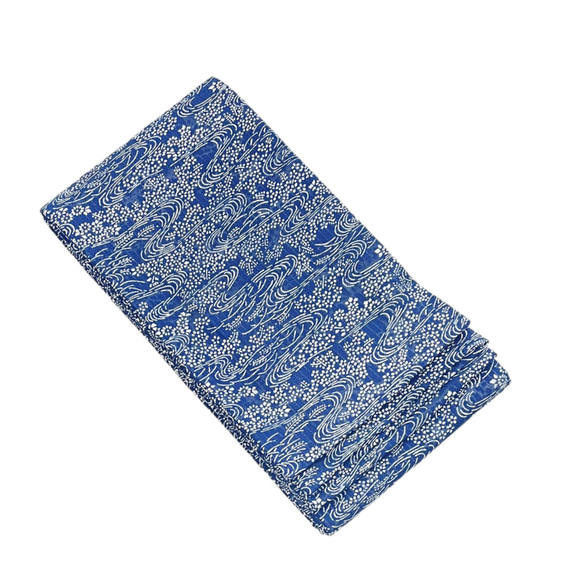 美品　夏物　本藍　綿絽　全通柄　半幅帯　長さ360　幅16　中古品 2枚目の画像
