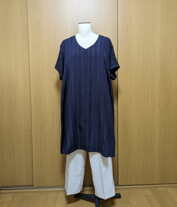 SOLD　着物リメイク　チュニック　夏物単衣　FREE SIZE 2枚目の画像