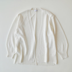 【洗える透かし編みUVカーディガン】清涼感たっぷりペーパーMIXヤーン素材　オフホワイト　りんご1個分の軽さ 紫外線対策 14枚目の画像