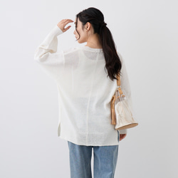 【洗える透かし編みUVカーディガン】清涼感たっぷりペーパーMIXヤーン素材　オフホワイト　りんご1個分の軽さ 紫外線対策 5枚目の画像