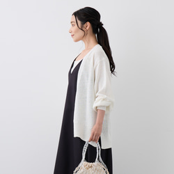 【洗える透かし編みUVカーディガン】清涼感たっぷりペーパーMIXヤーン素材　オフホワイト　りんご1個分の軽さ 紫外線対策 12枚目の画像