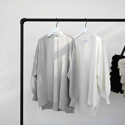 【洗える透かし編みUVカーディガン】清涼感たっぷりペーパーMIXヤーン素材　オフホワイト　りんご1個分の軽さ 紫外線対策 20枚目の画像