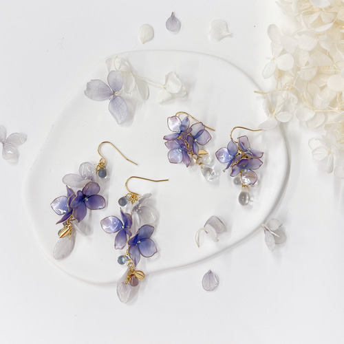No.359-C　【リメイク】ドライフラワー(紫陽花)☆ピアス・イヤリング 楽天市場】〈770円福袋チケット対象〉 ピアス イヤリング あじさい