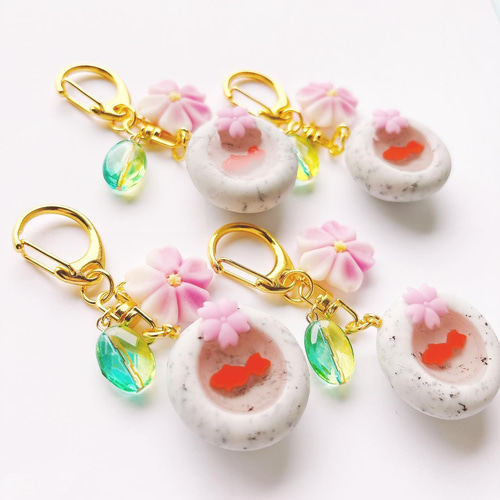 手水鉢の和菓子キーホルダー フェイクスイーツ 練り切り 樹脂 手水鉢の和菓子キーホルダー フェイクスイーツ 練り切り 樹脂