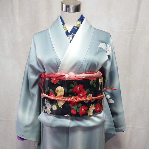 ob46 フック付き 二部式作り帯 一重太鼓結び 名古屋帯