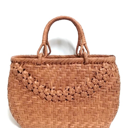 山葡萄バッグ楕円ニ段花結び かごバッグ 山葡萄バッグ魅力 通販  