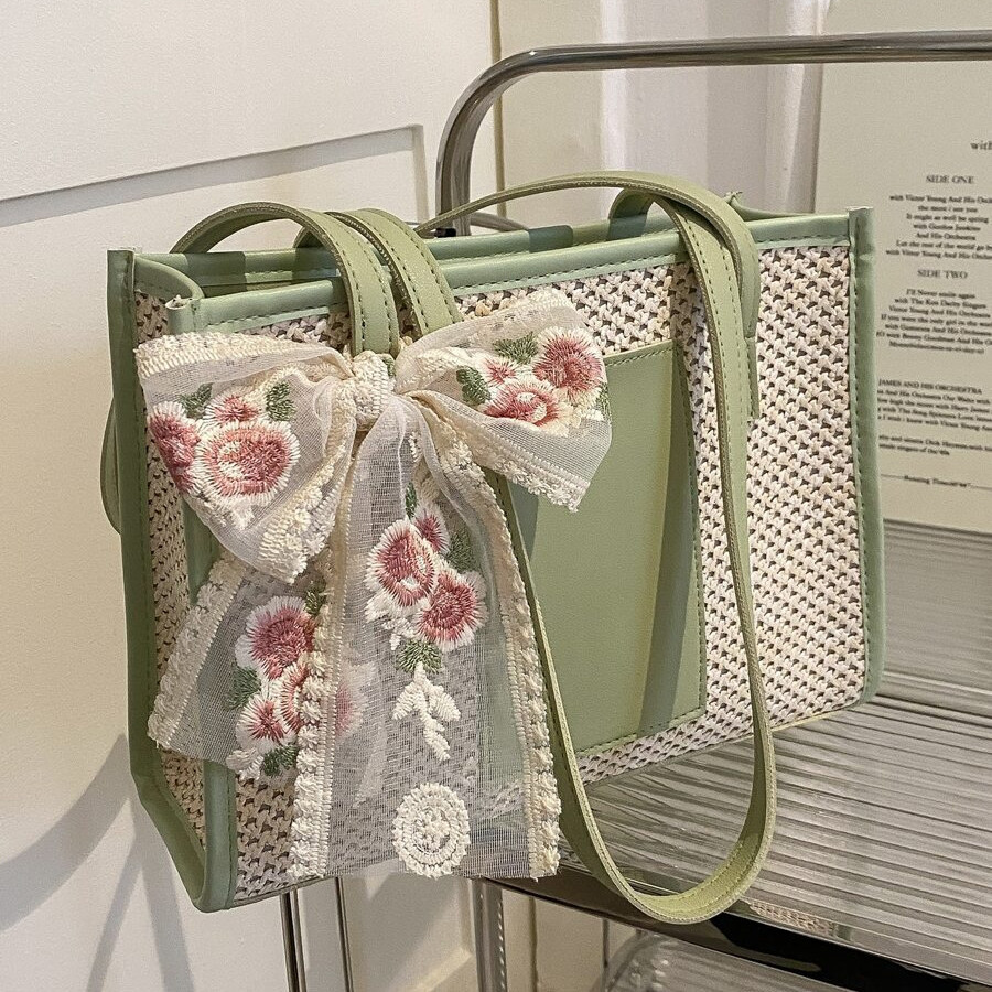 sans Arsidetストロー編み込みかごバッグ 大きめ ベージュ