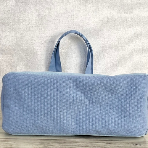 縦長Lサイズ】縦長トートバッグ 水色 サックス 帆布 倉敷帆布
