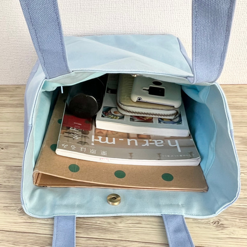 縦長Lサイズ】縦長トートバッグ 水色 サックス 帆布 倉敷帆布
