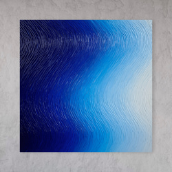 【青色の絵画】アート - ブルー 大きめ 抽象的 グラデーション（M-#67） 1枚目の画像