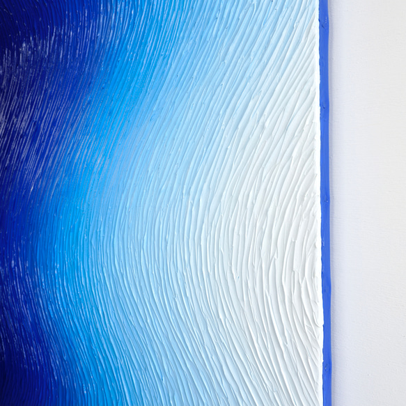 【青色の絵画】アート - ブルー 大きめ 抽象的 グラデーション（M-#67） 5枚目の画像