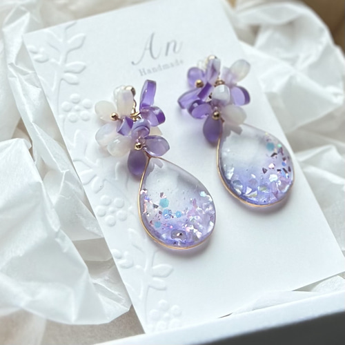 すみれの花束】イヤリング／ピアス 春限定2025 ピアス（フック 