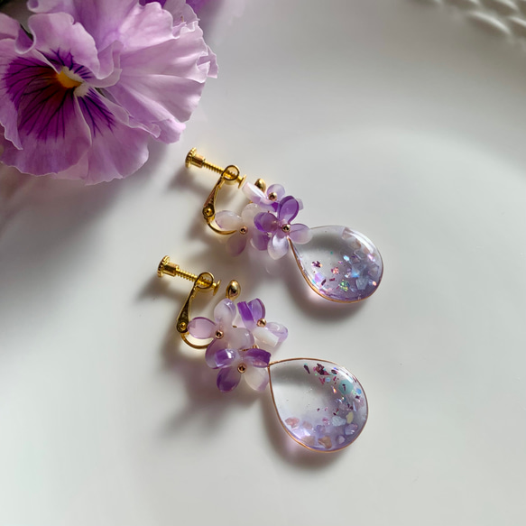 すみれの花束】イヤリング／ピアス 春限定2025 ピアス（フック 